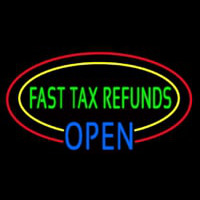 Oval Fast Ta  Refunds Blue Open Neontábla