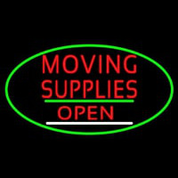 Oval Moving Supplies Open Green Line Neontábla