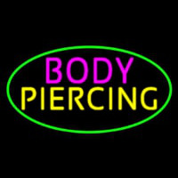 Oval Pink Body Green Piercing Neontábla
