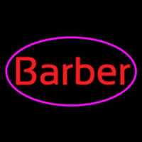 Oval Red Barber With Pink Border Neontábla