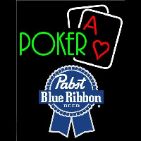 Pabst Blue Ribbon Green Poker Beer Sign Neontábla
