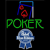 Pabst Blue Ribbon Green Poker Red Heart Beer Sign Neontábla