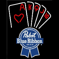 Pabst Blue Ribbon Poker Series Beer Sign Neontábla