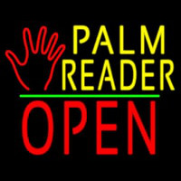 Palm Reader Logo Block Open Green Line Neontábla