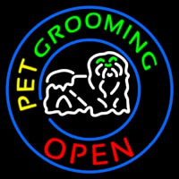 Pet Grooming Open Block Logo Neontábla
