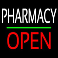 Pharmacy Block Open Green Line Neontábla