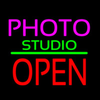 Photo Studio Open Green Line Neontábla