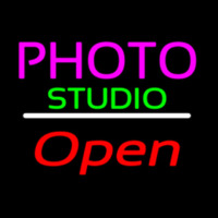 Photo Studio Open White Line Neontábla