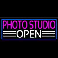 Photo Studio Open With Blue Border Neontábla