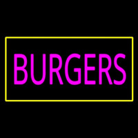 Pink Burgers Rectangle Yellow Neontábla