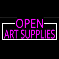 Pink Open Art Supplies With White Border Neontábla