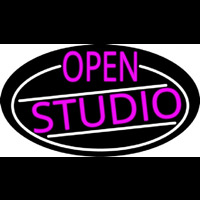 Pink Open Studio Oval With White Border Neontábla