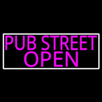 Pink Pub Street Open With White Border Neontábla