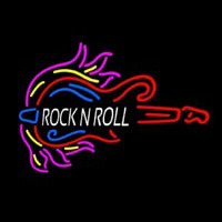 Pink Rock N Roll Guitar Block Neontábla