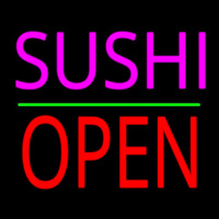 Pink Sushi Block Open Green Line Neontábla
