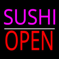 Pink Sushi Open Red White Line Neontábla