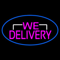 Pink We Deliver Oval With Blue Border Neontábla