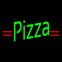 Pizza In Neon Green With Red Lines Neontábla