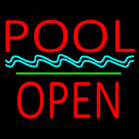 Pool Block Open Green Line Neontábla