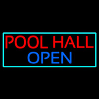 Pool Hall Open With Turquoise Neontábla