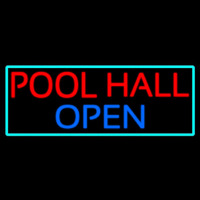 Pool Hall Open With Turquoise Neontábla