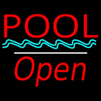 Pool Open White Line Neontábla