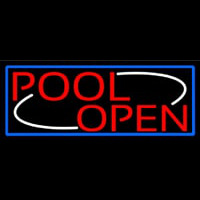 Pool Open With Blue Border Neontábla