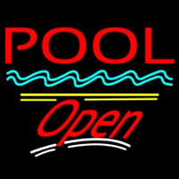 Pool Open Yellow Line Neontábla
