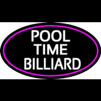 Pool Time Billiard Oval With Pink Border Neontábla