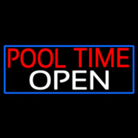 Pool Time Open With Blue Border Neontábla