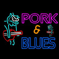 Pork And Blues Animal Guitar Logo Neontábla