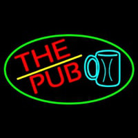 Pub And Beer Mug Oval With Green Border Neontábla