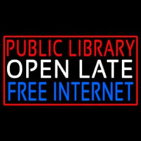 Public Library Open Late Free Internet Neontábla