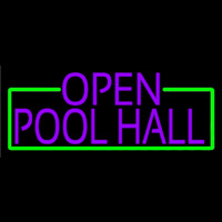 Purple Open Pool Hall With Green Border Neontábla