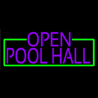 Purple Open Pool Hall With Green Border Neontábla