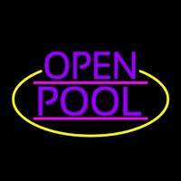 Purple Open Pool Oval With Yellow Border Neontábla