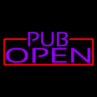 Purple Pub Open With Red Border Neontábla