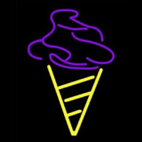 Purple Yellow Ice Cream Cone Neontábla