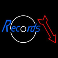 Records In Cursive With Arrow Neontábla