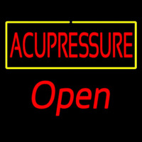 Red Acupressure Yellow Border Open Neontábla