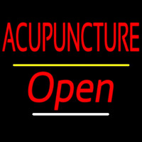 Red Acupuncture Open Yellow Line Neontábla