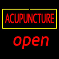 Red Acupuncture Yellow Border Open Neontábla