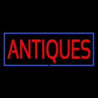 Red Antiques Blue Rectangle Neontábla