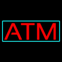 Red Atm With Light Blue Border Neontábla