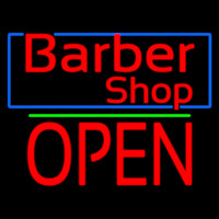 Red Barber Shop Blue Border Neontábla
