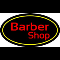Red Barber Shop Oval Yellow Border Neontábla