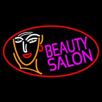 Red Beauty Salon With Girl Neontábla