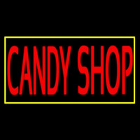 Red Candy Shop With Yellow Border Neontábla