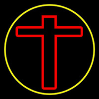 Red Christian Cross Neontábla
