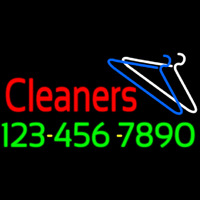 Red Cleaners Phone Number Logo Neontábla
